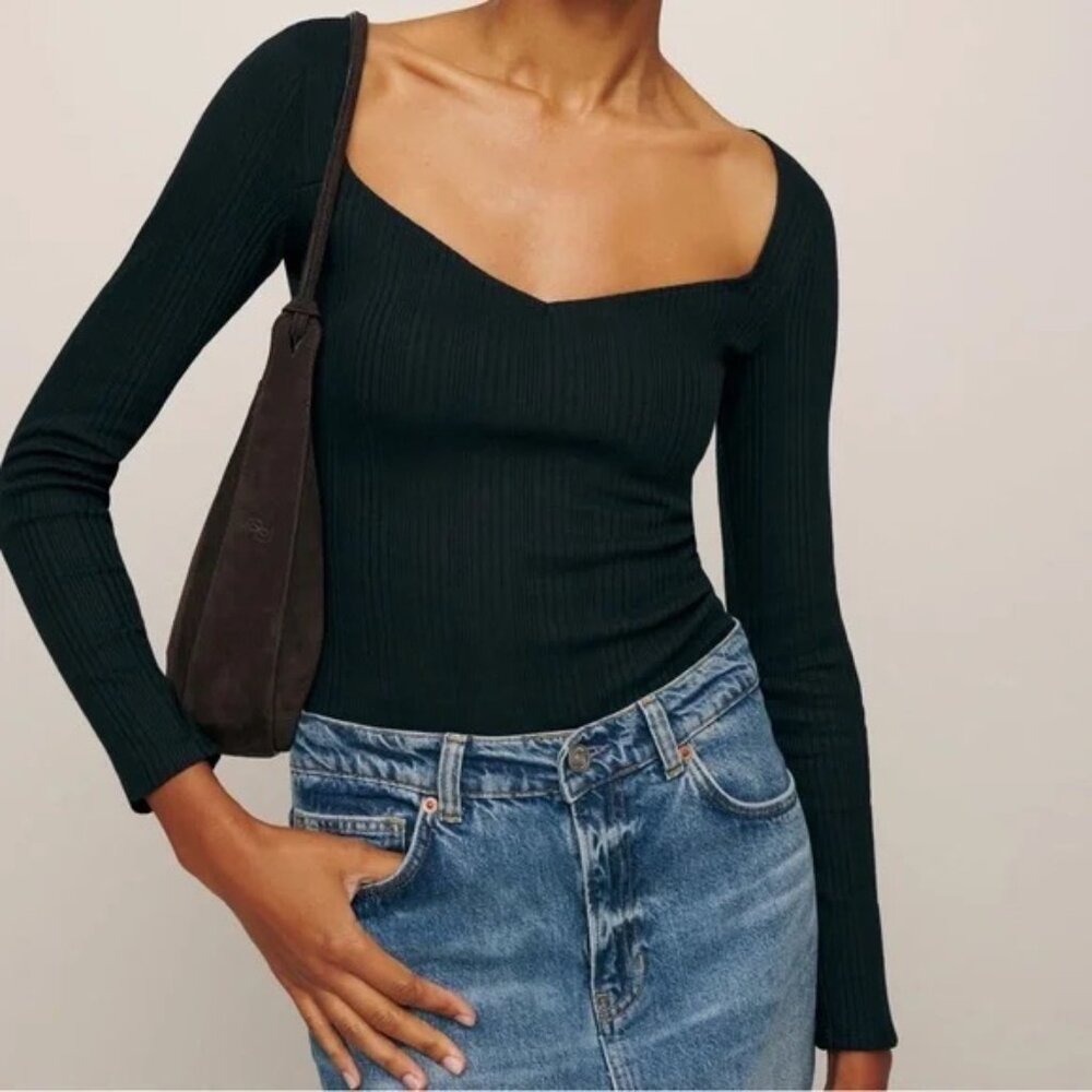 NEW Reformation Leighton Knit Top Size XL